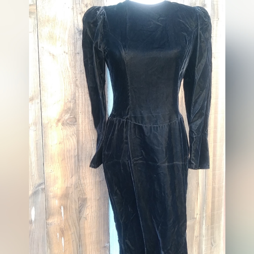 Vintage Jessica McClintock black velvet dress - Picture 3 of 6